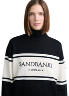 Wool Intarsia Turtleneck Sweater - Black