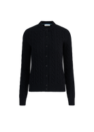 Cable Knit Crew Neck Sweater - Black