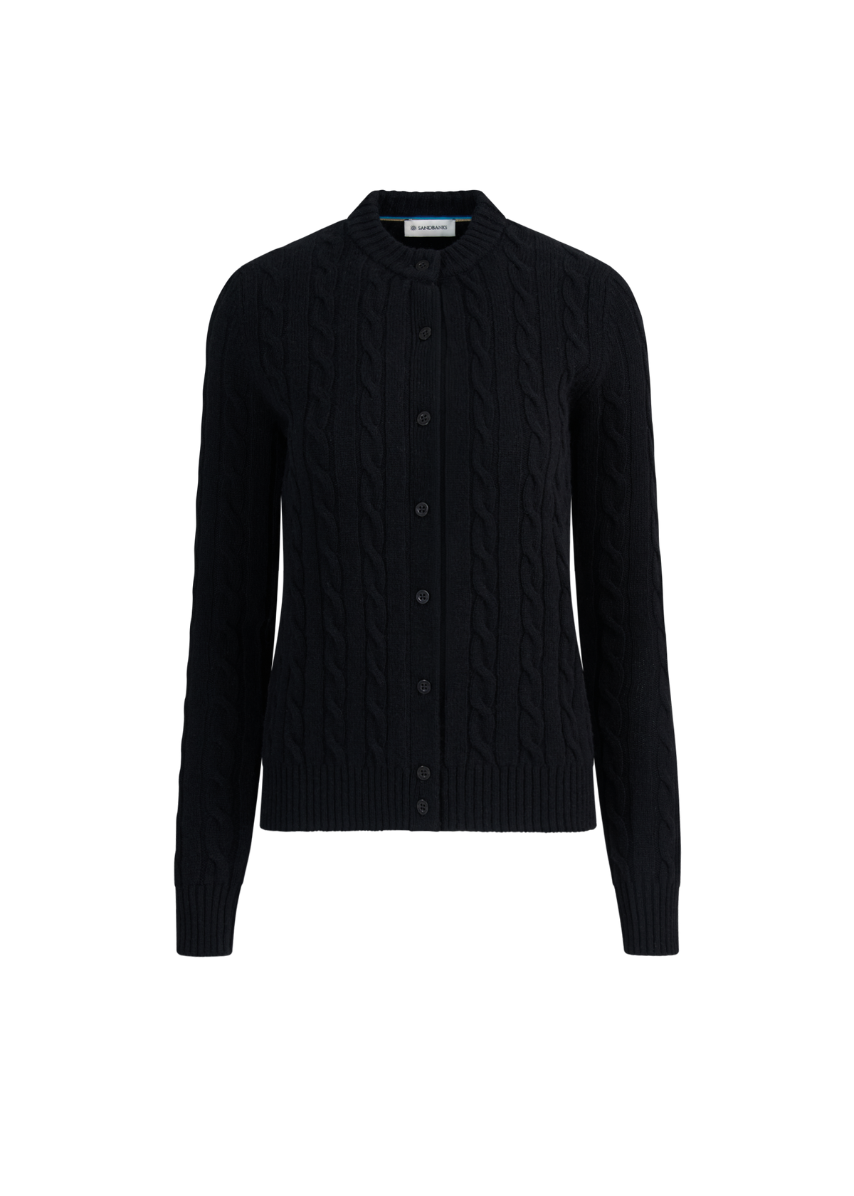 Cable Knit Crew Neck Sweater - Black