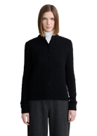 Cable Knit Crew Neck Sweater - Black