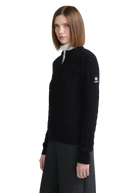 Cable Knit Crew Neck Sweater - Black
