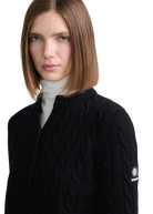 Cable Knit Crew Neck Sweater - Black