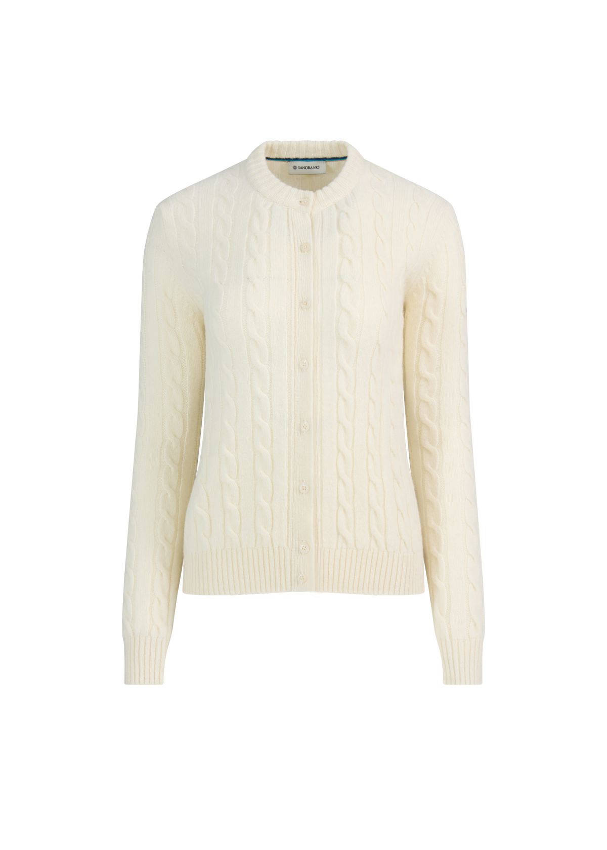 Cable Knit Crew Neck Sweater - Ecru