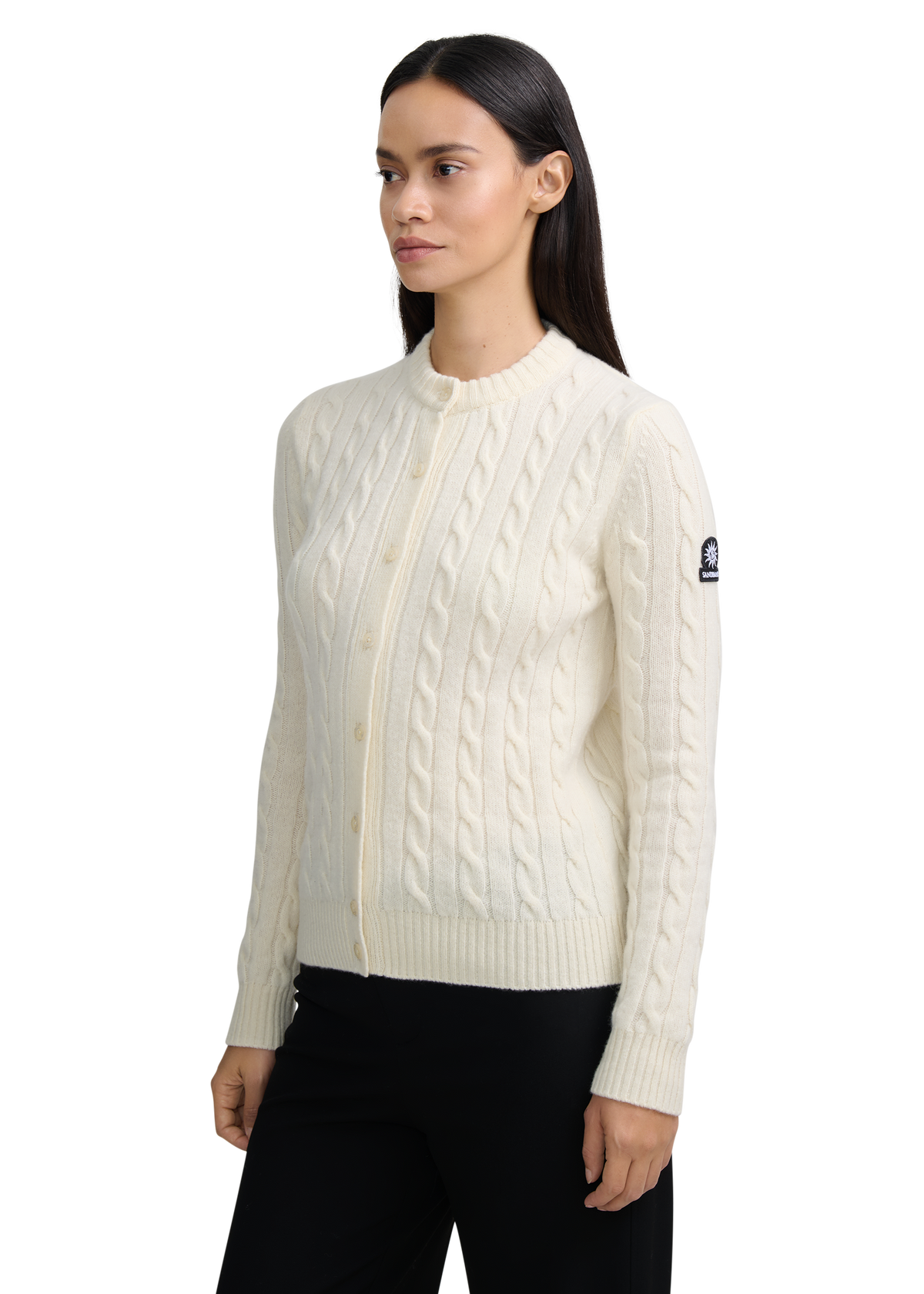 Cable Knit Crew Neck Sweater - Ecru