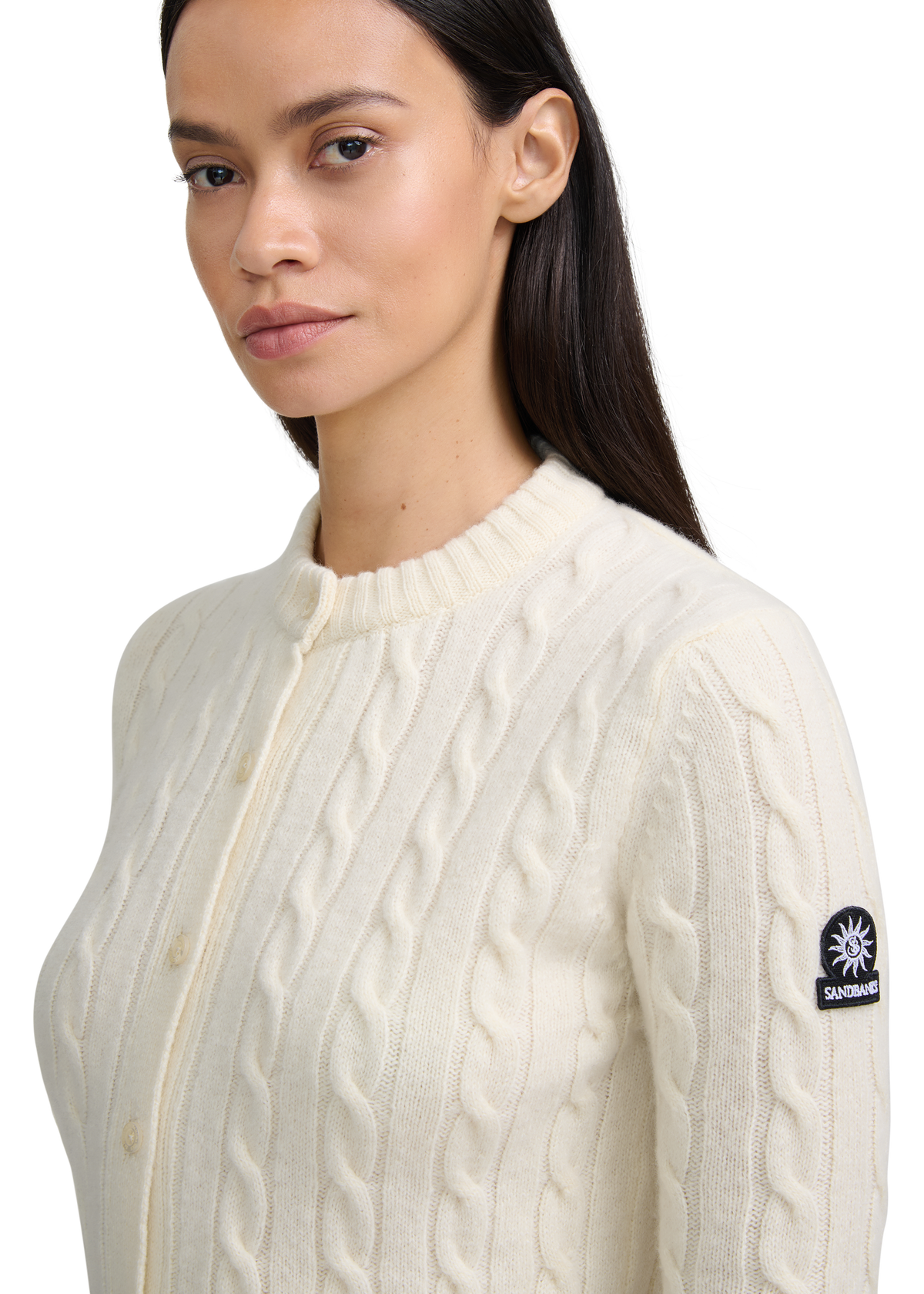 Cable Knit Crew Neck Sweater - Ecru