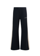 Contrast Stripe Wide-Leg Joggers - Black