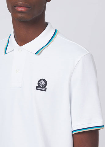 Sandbanks Badge Logo Polo Shirt - White - Sandbanks