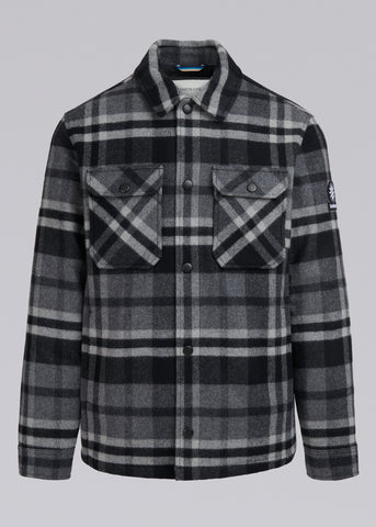 Sandbanks Badbury Check Quilted Wool Blend Overshirt - Charcoal