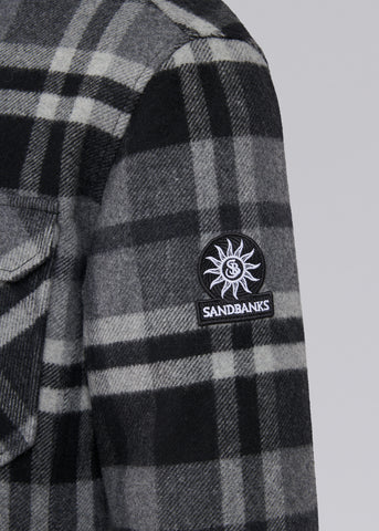 Sandbanks Badbury Check Quilted Wool Blend Overshirt - Charcoal