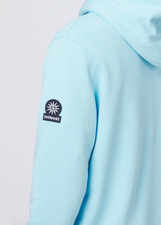 Sandbanks Badge Logo Hoodie - Crystal Blue - Sandbanks