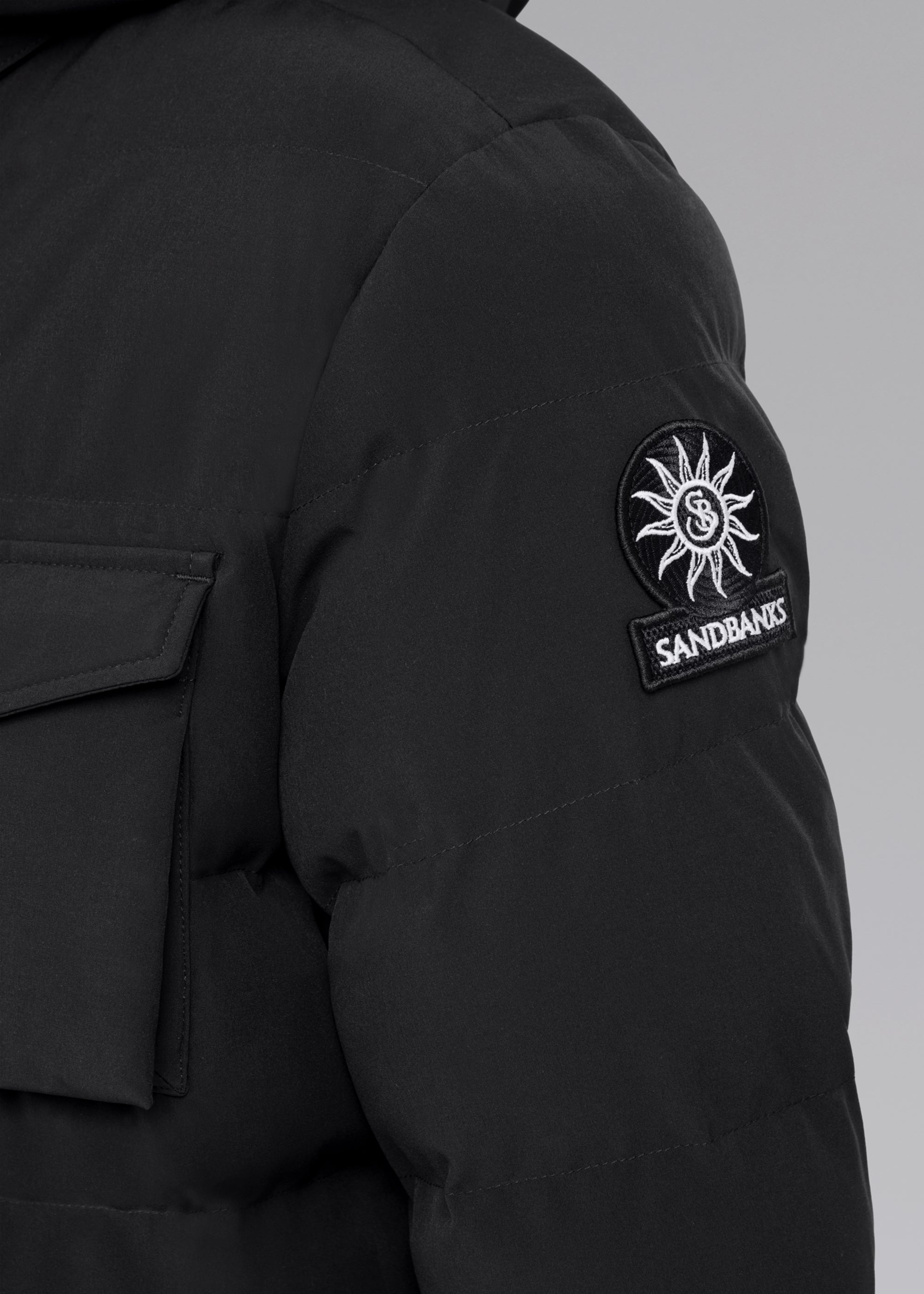 Sandbanks Branksome Long Puffer Jacket - Black - Sandbanks
