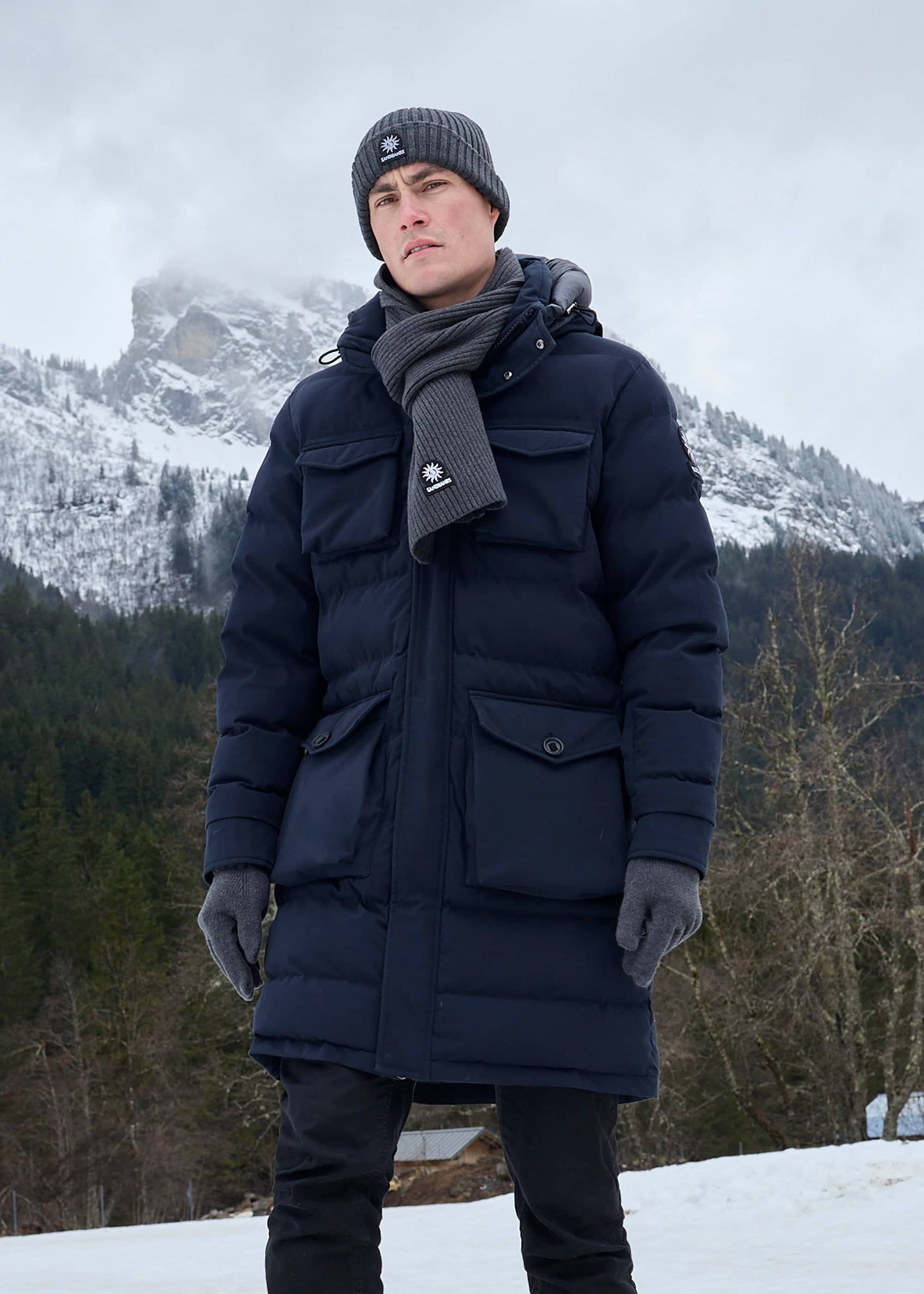 Sandbanks Branksome Long Puffer Jacket - Navy - Sandbanks