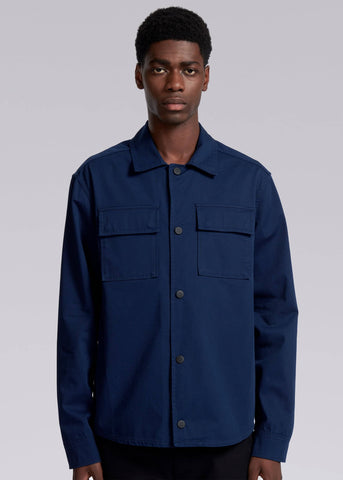 Sandbanks Gabardine Button Down Overshirt - Navy