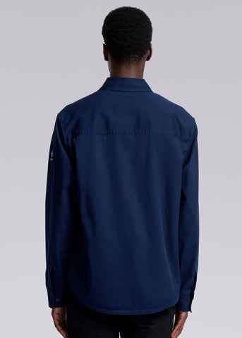 Sandbanks Gabardine Button Down Overshirt - Navy