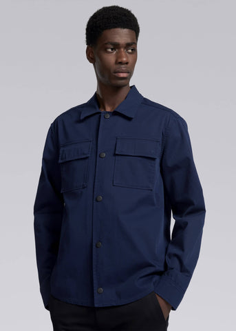 Sandbanks Gabardine Button Down Overshirt - Navy