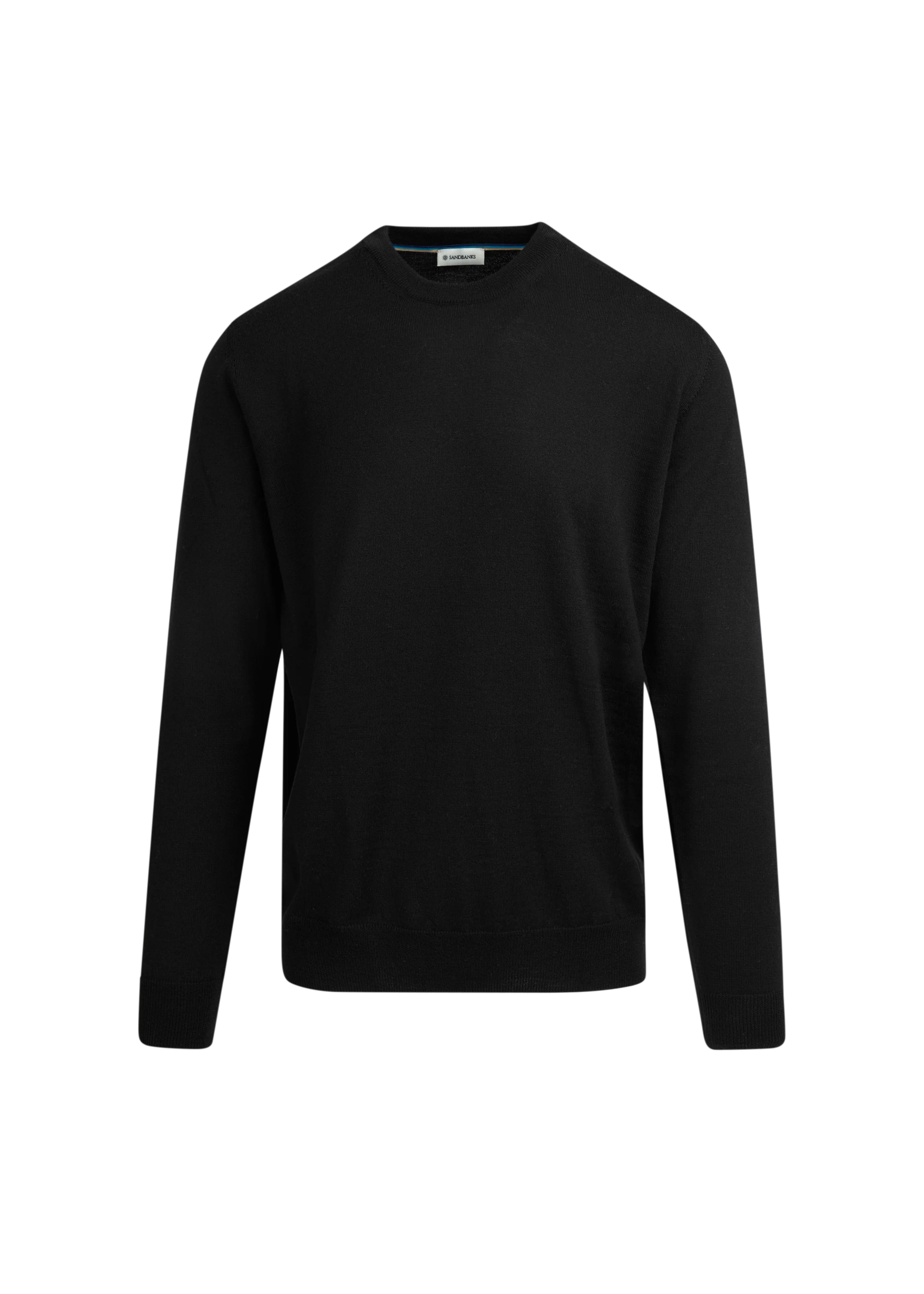 Sandbanks Merino Wool Crew Neck Jumper - Black - Sandbanks