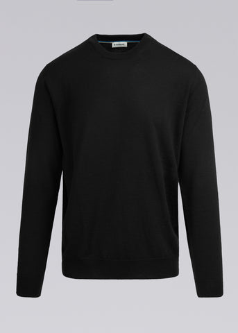 Sandbanks Merino Wool Crew Neck Jumper - Black