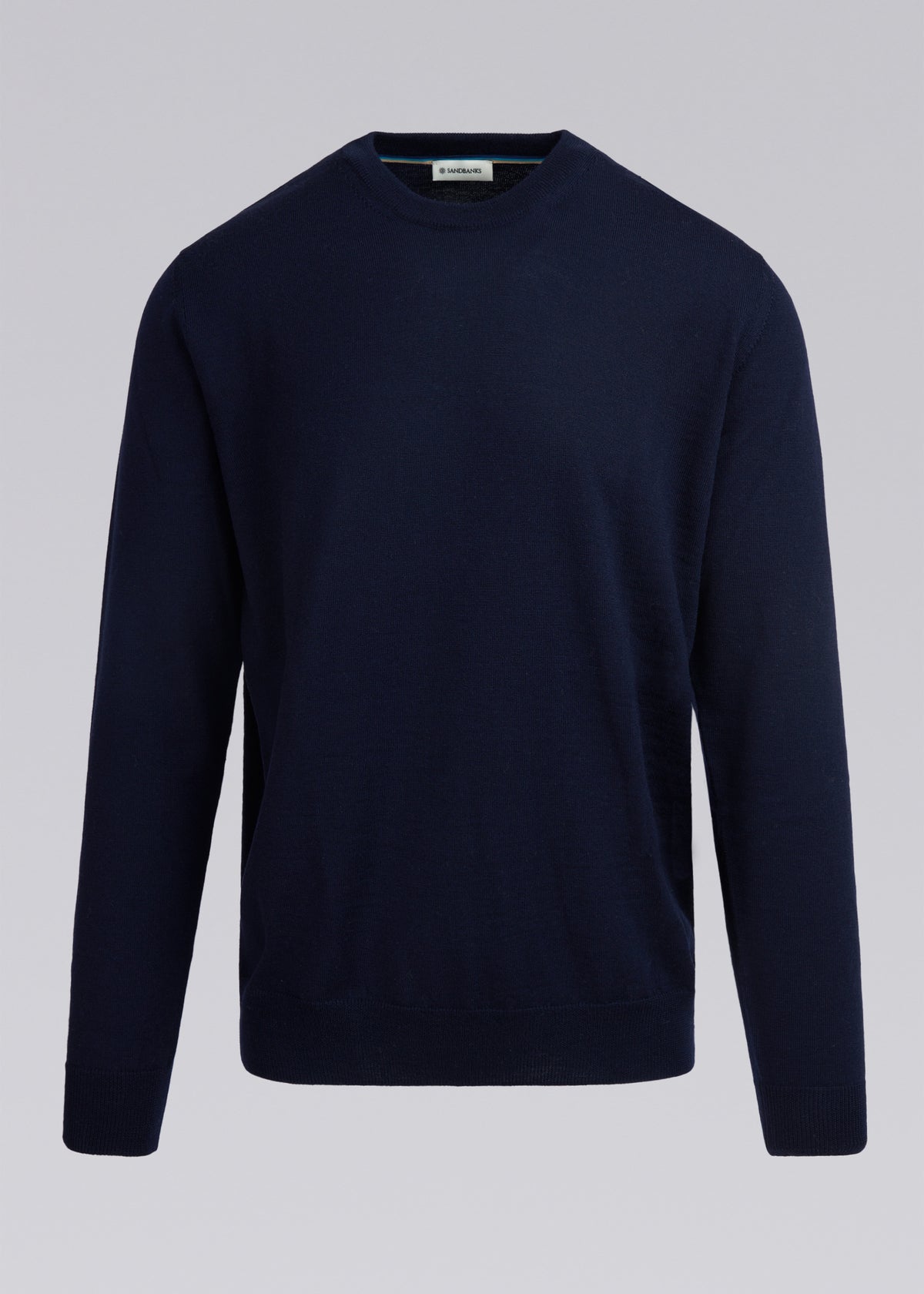 Sandbanks Merino Wool Crew Neck Jumper - Navy