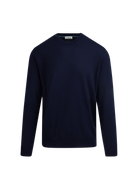 Sandbanks Merino Wool Crew Neck Jumper in Navy