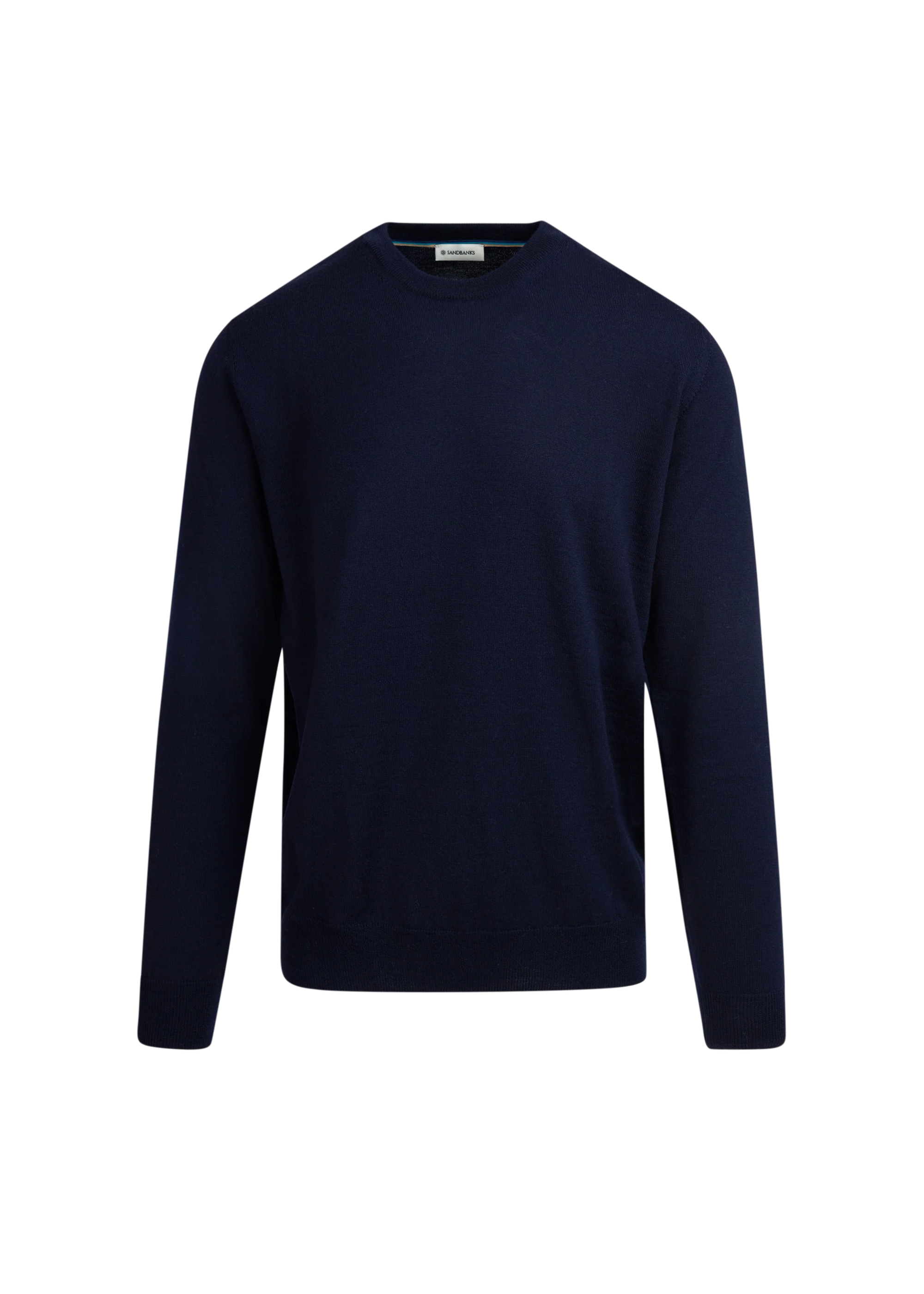 Sandbanks Merino Wool Crew Neck Jumper in Navy