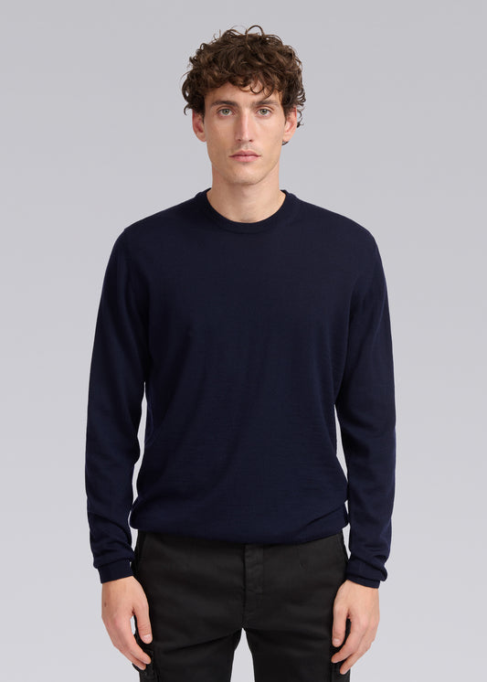 Sandbanks Merino Wool Crew Neck Jumper - Navy