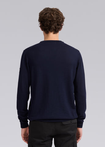 Sandbanks Merino Wool Crew Neck Jumper - Navy