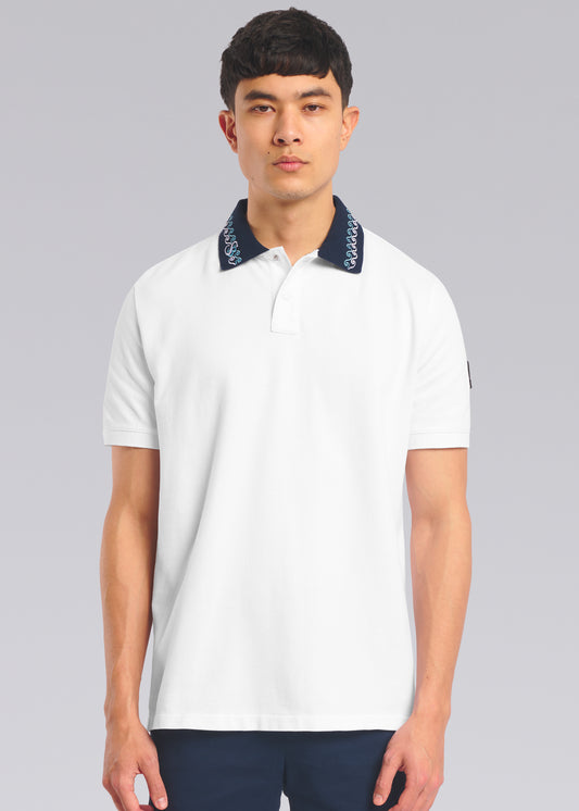 Sandbanks Embroidered Collar Polo Shirt - White