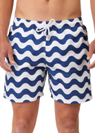 Sandbanks Geometric Wave Swim Shorts - Navy/White - Sandbanks
