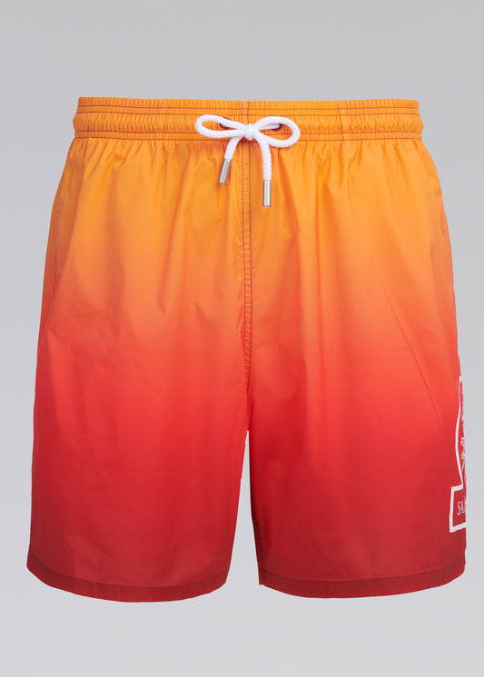 Sandbanks Sunset Gradient Swim Shorts - Red