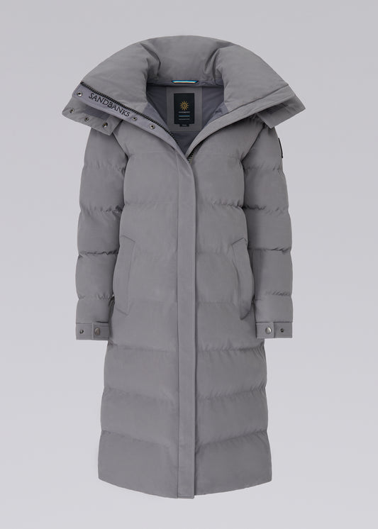 Sandbanks Haven Oversized Long Puffer - Light Grey