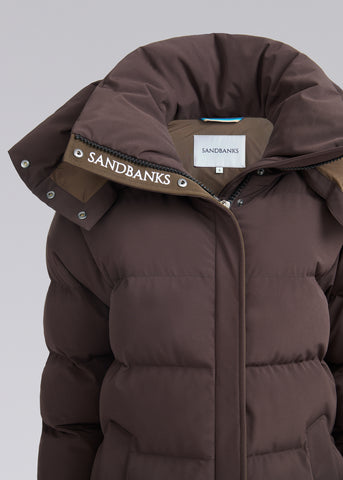 Sandbanks Haven Oversized Long Puffer - Brown