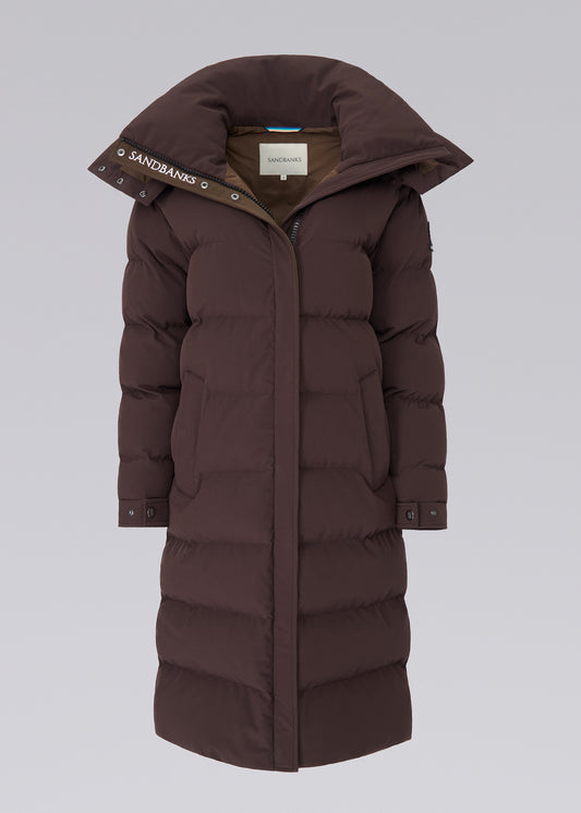 Sandbanks Haven Oversized Long Puffer - Brown