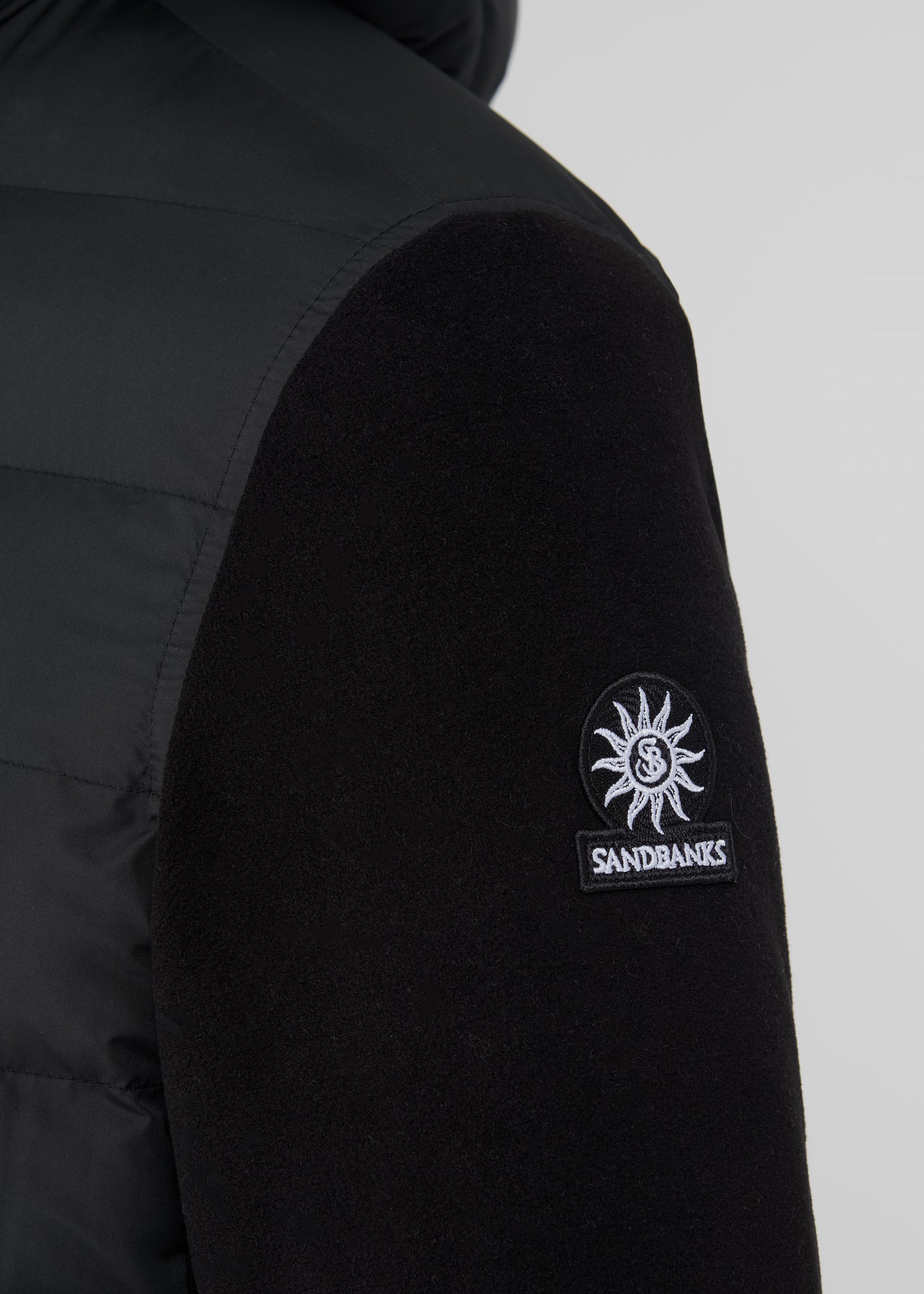 Sandbanks Outlander Polar Fleece Hooded Hybrid Jacket - Black - Sandbanks