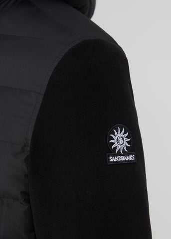 Sandbanks Outlander Polar Fleece Hooded Hybrid Jacket - Black