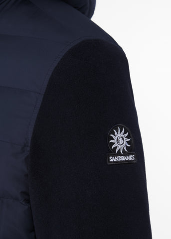 Sandbanks Outlander Polar Fleece Hooded Hybrid Jacket - Navy