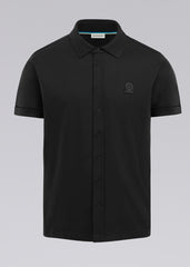 Sandbanks Full Button Interlock Polo Shirt - Black