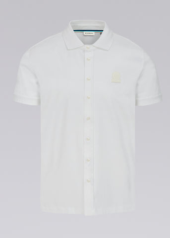 Sandbanks Full Button Interlock Polo Shirt - White