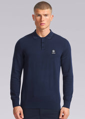 Sandbanks Fine Gauge Knitted Polo Shirt - Navy