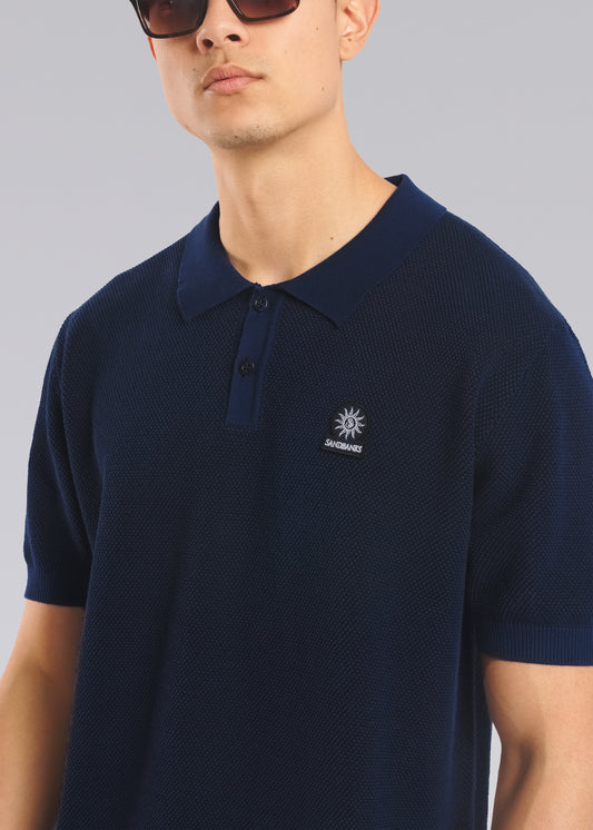 Sandbanks Knitted Polo Shirt - Navy