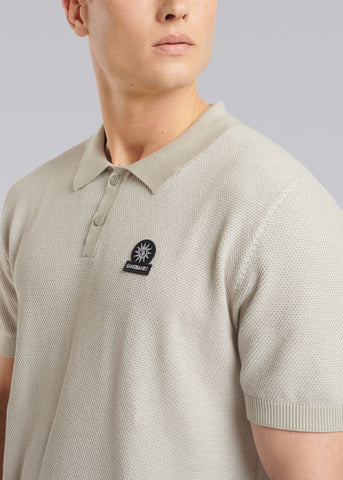 Sandbanks Knitted Polo Shirt - Stone