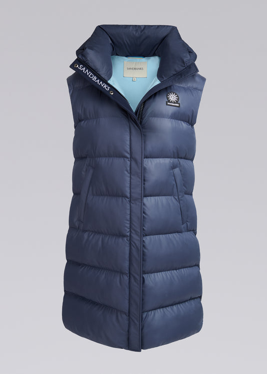 Sandbanks Shell Bay Hooded Long Gilet - Navy