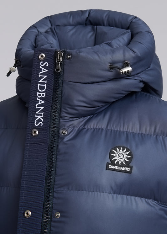 Sandbanks Shell Bay Hooded Long Gilet - Navy