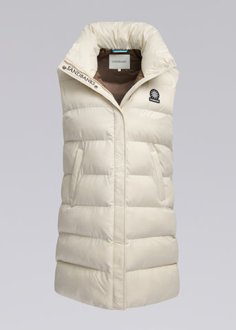 Sandbanks Shell Bay Hooded Long Gilet - Stone