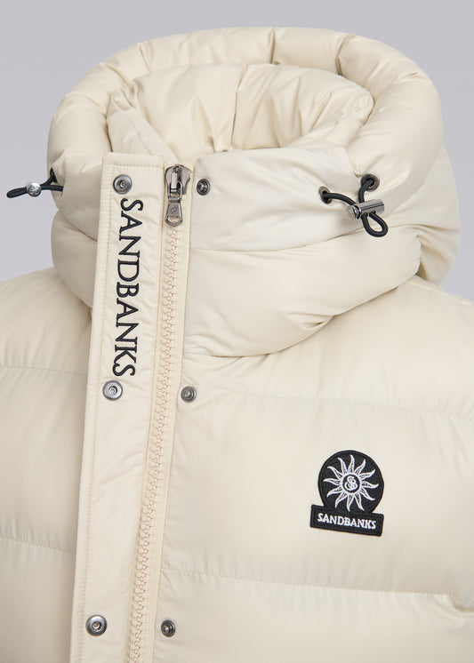 Sandbanks Shell Bay Hooded Long Gilet - Stone