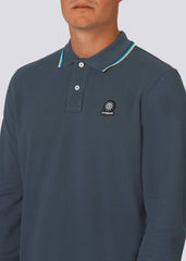 Sandbanks Badge Logo Long Sleeve Polo Shirt - Anthracite
