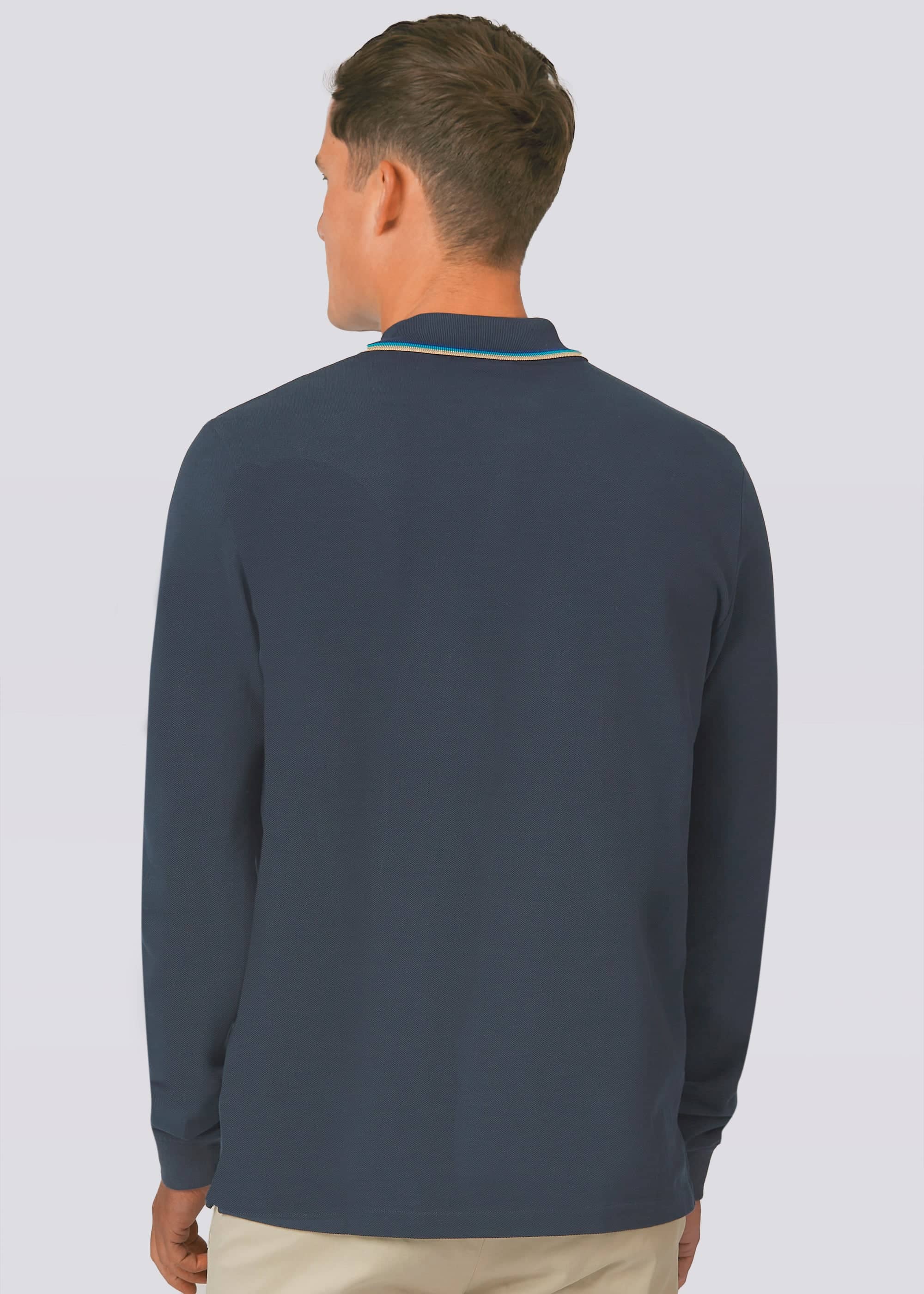 Sandbanks Badge Logo Long Sleeve Polo Shirt - Anthracite