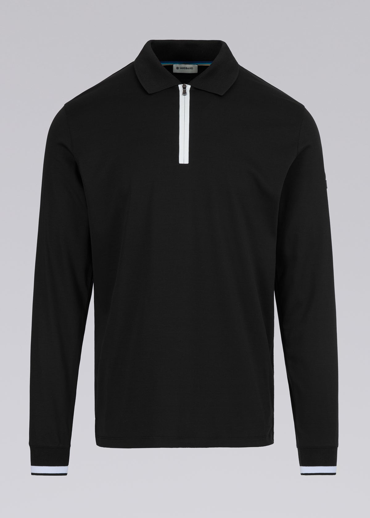 Sandbanks Silicone Zip Long Sleeve Polo Shirt - Black