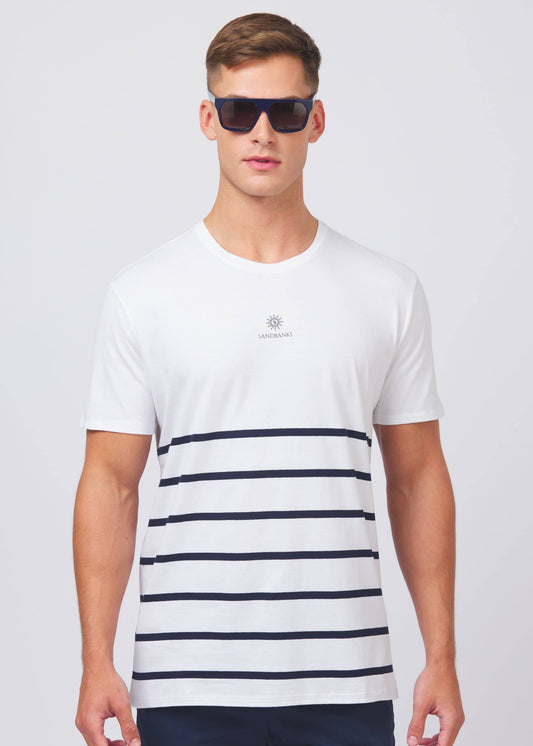 Sandbanks Maritime Stripe T-Shirt - White/Navy - Sandbanks