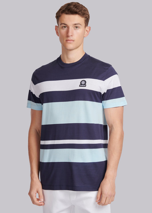 Sandbanks Mercerised Stripe T-Shirt - Navy/White/C.Blue