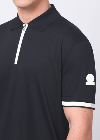 Sandbanks Silicone Zip Polo Shirt - Black